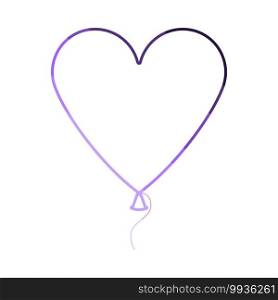 Heart Shape Balloon Icon. Flat Color Ladder Design. Vector Illustration.