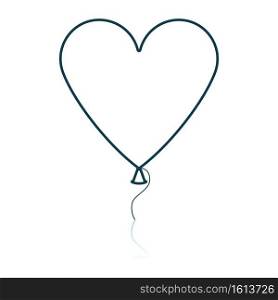 Heart Shape Balloon Icon. Shadow Reflection Design. Vector Illustration.