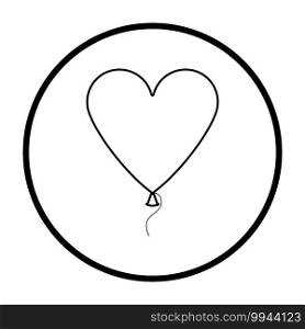 Heart Shape Balloon Icon. Thin Circle Stencil Design. Vector Illustration.