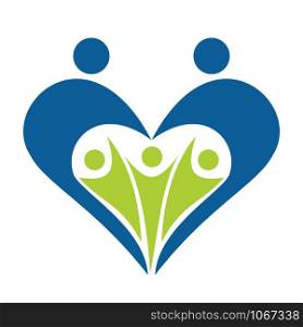 Heart shape family logo design.