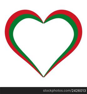 Heart shape flag of Belarus, vector I love Belarus, outline calligraphy heart color flag