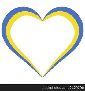 Heart shape flag of Ukraine, vector I love Ukraine, outline calligraphy of the heart color  flag