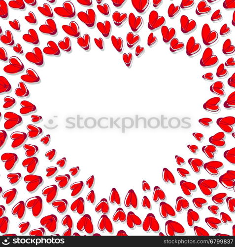 Heart Shape Frame Made From Red Hearts. Heart Shape Frame Made From Red Hearts. Valentines Day Card Design with Place for your text. Can be used also as Wedding invitation template.