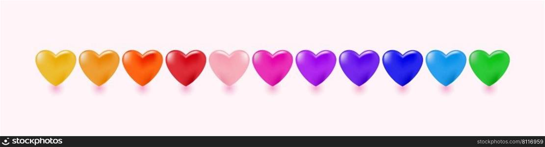 Heart shape icon set realistic 3d vector decoration banner background