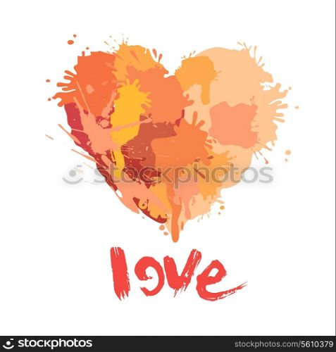 Heart shape is made of brush strokes and blots - element for Valentines Day or wedding design.