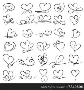 Heart shape line art free hand, vector illustrartion.