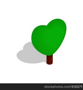 Heart shape tree icon in isometric 3d style isolated with shadow on white background. Heart shape tree icon, isometric 3d style