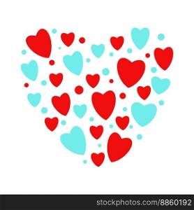 Heart shape vector pink and blue little hearts. Valentines card. Heart shape vector pink and blue little hearts