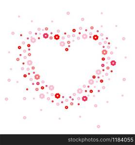 Heart shape vector red flowers. Invitation Template Background Design, Greeting Card, Poster. Valentine Day. Vector illustration