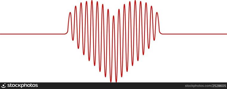 Heart shape wavy line heartbeat hand drawn