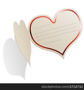 Heart shaped blank Valentine&acute;s day card with red frame isolated on white background.