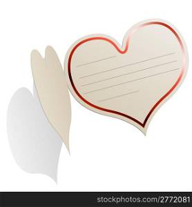 Heart shaped blank Valentine&rsquo;s day card with red frame isolated on white background.