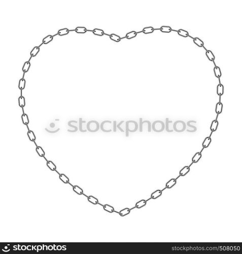 Heart shaped chain frame. silver border Isolated on white background. Vector illustration
