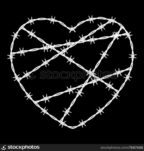 Heart Shaped conclusion symbol, sign. Barbed wire isolated on white background. Vector Illustration EPS10. Heart Shaped conclusion symbol, sign. Barbed wire isolated on white background. Vector Illustration