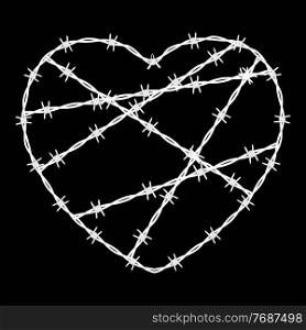 Heart Shaped conclusion symbol, sign. Barbed wire isolated on white background. Vector Illustration EPS10. Heart Shaped conclusion symbol, sign. Barbed wire isolated on white background. Vector Illustration
