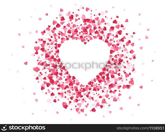 Heart shaped confetti. Happy valentines day lovely frame, wedding anniversary greeting card with lovely red confetti paper shape of heart vector illustration background. Creative romantic backdrop. Heart shaped confetti. Happy valentines day lovely frame, wedding anniversary greeting card with lovely red confetti paper shape of heart vector illustration background. Decorative romantic backdrop