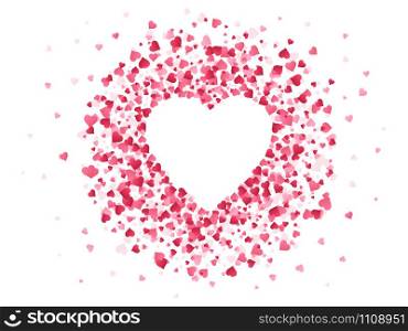 Heart shaped confetti. Happy valentines day lovely frame, wedding anniversary greeting card with lovely red confetti paper shape of heart vector illustration background. Creative romantic backdrop. Heart shaped confetti. Happy valentines day lovely frame, wedding anniversary greeting card with lovely red confetti paper shape of heart vector illustration background. Decorative romantic backdrop