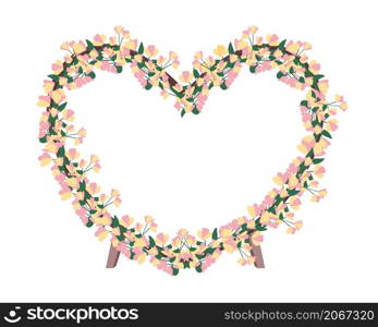 Heart shaped floral gate semi flat color vector object. Realistic item on white. Romantic decoration for celebratory event isolated modern cartoon style illustration for graphic design and animation. Heart shaped floral gate semi flat color vector object
