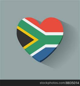 Heart-shaped icon with flag of south africa vector image