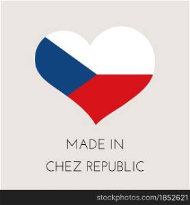 Heart shaped label with Czech flag. Made in Czech Republic Sticker. Factory, manufacturing and production country concept. Vector stock illustration