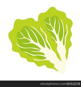 Heart shaped lettuce leaves semi flat color vector object. Fresh vegetable. Organic product. Full sized item on white. Simple cartoon style illustration for web graphic design and animation. Heart shaped lettuce leaves semi flat color vector object