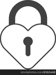 heart shaped lock illustration in minimal style isolated on background