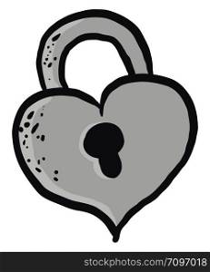 Heart shaped lock, illustration, vector on white background.