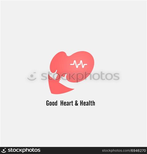 Heart sign and hands icon.Good heart & health concept.Healthcare,Medical and Science symbol.Healthy lifestyle vector logo template.Vector illustration