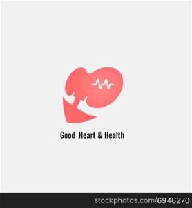 Heart sign and hands icon.Good heart & health concept.Healthcare,Medical and Science symbol.Healthy lifestyle vector logo template.Vector illustration