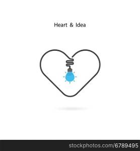 Heart sign and Light bulb idea concept.Light bulb icon with heart as inspiration.Business and education concept.Vector illustration