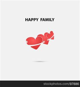 Heart signs and Happy Family vector logo design template.Friends forever.Wedding.Family.Love and Heart shape concept.Vector illustration