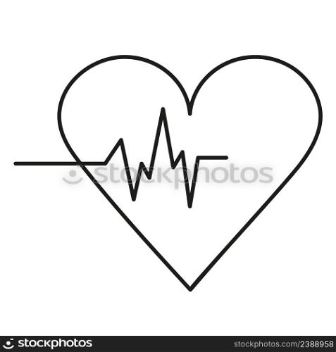 Heart simple line medicine icon. Heart with rhythm for medical design. Vector illustration isolated object