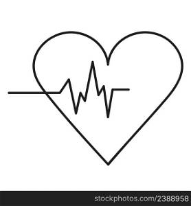 Heart simple line medicine icon. Heart with rhythm for medical design. Vector illustration isolated object