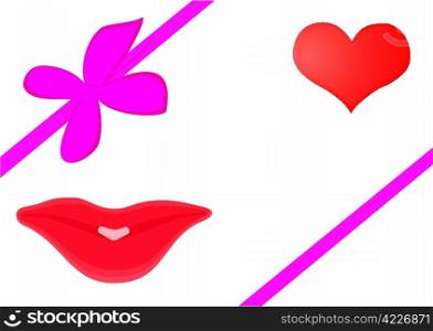 Heart, smile, tape with a bow on a white background