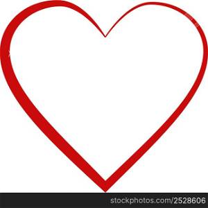 Heart stroke calligraphic red symbol love signheart outline