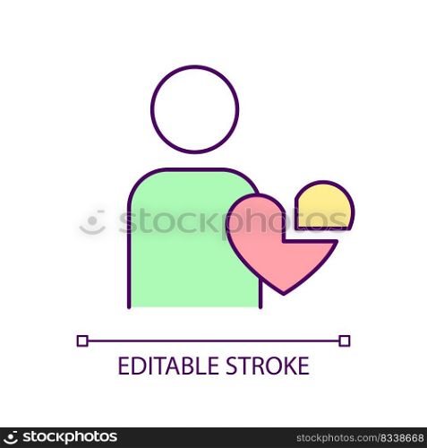 Heart surgery RGB color icon. Cardiology program. Interventional procedures for heart conditions. Isolated vector illustration. Simple filled line drawing. Editable stroke. Arial font used. Heart surgery RGB color icon