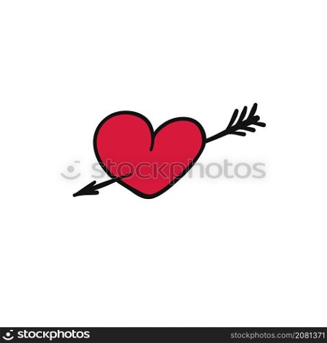 heart symbol arrow drawing for design Valentine Day card