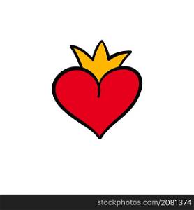 heart symbol crown drawing for design Valentine Day card