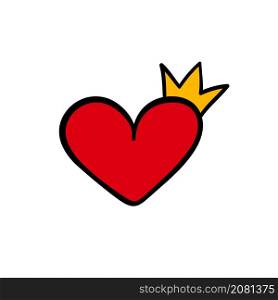 heart symbol crown drawing for design Valentine Day card