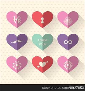 Heart symbol flat design icon set vector image