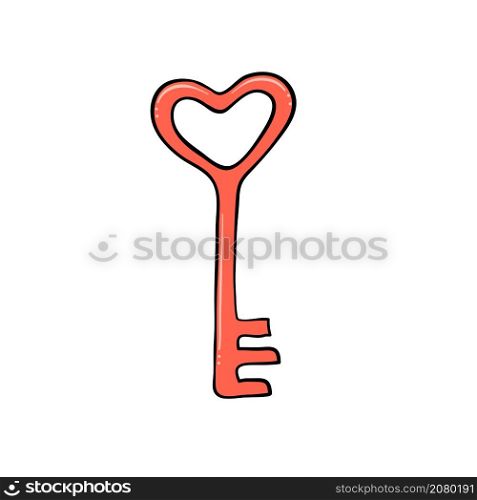 heart symbol key drawing for design Valentine Day card