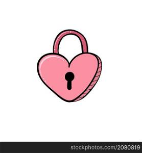 heart symbol lock drawing for design Valentine Day card