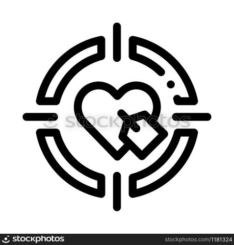 Heart Target Icon Vector. Outline Heart Target Sign. Isolated Contour Symbol Illustration. Heart Target Icon Vector Outline Illustration