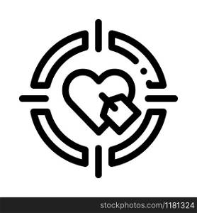 Heart Target Icon Vector. Outline Heart Target Sign. Isolated Contour Symbol Illustration. Heart Target Icon Vector Outline Illustration