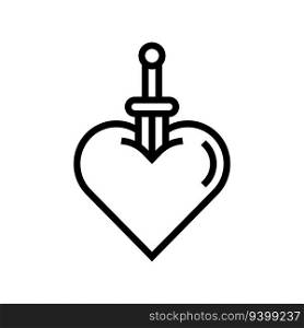 heart tattoo art vintage line icon vector. heart tattoo art vintage sign. isolated contour symbol black illustration. heart tattoo art vintage line icon vector illustration