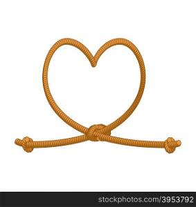 Heart tie rope. thick rope of love. Rope love. Symbol of eternal love-knot&#xA;