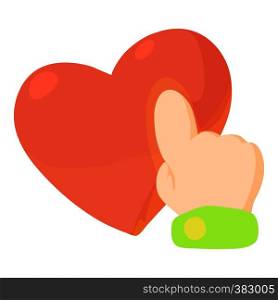 Heart touch icon. Cartoon illustration of heart touch vector icon for web. Heart touch icon, cartoon style