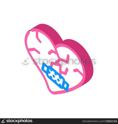 heart treatment after divorce isometric icon vector. heart treatment after divorce sign. isolated symbol illustration. heart treatment after divorce isometric icon vector illustration