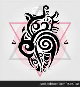 Heart Tribal pattern. Abstract style Vector illustration. Heart. Tribal pattern