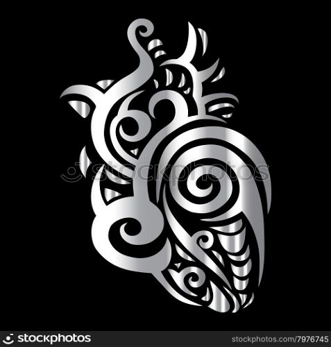 Heart. Tribal pattern. Heart Tribal pattern. Abstract style Vector illustration